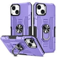 thumbnail image 1 of Feishell Case for iPhone 13 (6.1 inch),Shockproof Anti-Fingerprint Hybrid Armor Cover with 360° Rotation Finger Ring Holder Kickstand Magnetic Car Mount Rugged Protective Phone Case,Purple, 1 of 10