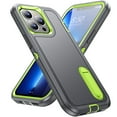 thumbnail image 1 of Feishell Case for iPhone 13 Pro Max 6.7 inch,Heavy Duty 3 Layer Military Protection with Hidden Kickstand Shock Resistant Armor Hybrid Bumper Rugged Rubber Phone Cover,Gray+Green, 1 of 8