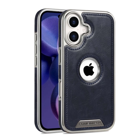 Feishell Case for iPhone 13 Pro, Premium PU Leather Magnetic Wireless Charging Slim Fit Elegant Non-Slip Shockproof Protective Phone Cover with Logo View Compatible with iPhone 13 Pro,Blue