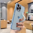 thumbnail image 1 of Feishell Case For iPhone 14 Plus, Cute Luxury Plating Love Heart with Camera Protection,Soft TPU Bumper Small Love Pattern,Protective Wrist Strap Kickstand Case For iPhone 14 Plus, Blue, 1 of 9