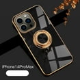 thumbnail image 1 of Feishell Case for iPhone 14 Pro 6.1", Slim Protective 360 Degree Rotation Ring Holder Kickstand Plating Soft Silicone TPU Edge Anti-Scratch Cover Work with Magnetic Car Mount, Black, 1 of 9