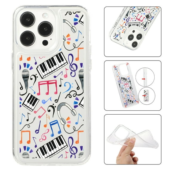Feishell Case For iPhone 14 Pro Cute Leopard Print Pattern Soft TPU Rubber Bumper Shockproof Anti-Scratch Slim Phone Cover Support Wireless Charging For iPhone 14 Pro, Music