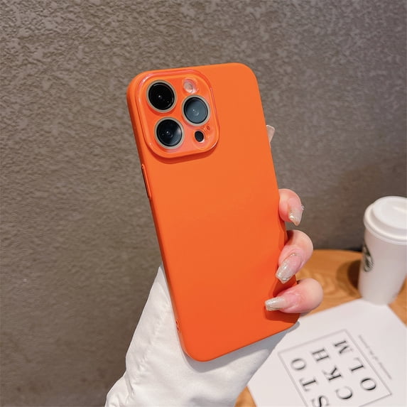 Feishell Case for iPhone 15 Pro Slim Case with Lens Protector, Skin-Feel PC + TPU Shockproof Anti-Scratches Camera Protection Thin Lightweight Phone Cover for iPhone 15 Pro, Orange