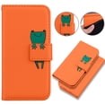 thumbnail image 1 of Feishell Case for iPhone 16, Cute Cartoon Animal Patterned Magnetic Buckle Folio Credit Card Slots Shockproof PU Leather Flip Kickstand Anti-Scratch Wallet Phone Case,Orange, 1 of 10
