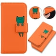 thumbnail image 1 of Feishell Case for iPhone 16 Plus, Cute Cartoon Animal Patterned Magnetic Buckle Folio Credit Card Slots Shockproof PU Leather Flip Kickstand Anti-Scratch Wallet Phone Case,Orange, 1 of 10