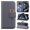 thumbnail image 1 of Feishell Case for iPhone 16 Pro, Cute Cartoon Animal Patterned Magnetic Buckle Folio Credit Card Slots Shockproof PU Leather Flip Kickstand Anti-Scratch Wallet Phone Case,Gray, 1 of 10