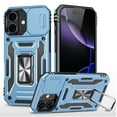 thumbnail image 1 of Feishell Case for iPhone 17 Camera Lens Slide Protection Cover with Ring Holder Kickstand, Armor Heavy Duty Military Grade Shockproof PC Rugged Bumper Case,Lightblue, 1 of 7