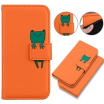 Feishell Case for iPhone 8 Plus/7 Plus, Cute Cartoon Animal Patterned Magnetic Buckle Folio Credit Card Slots Shockproof PU Leather Flip Kickstand Anti-Scratch Wallet Phone Case,Orange