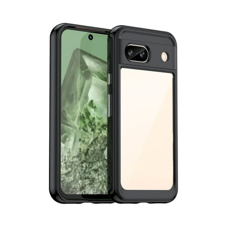 Feishell Clear Case for Google Pixel 8a,Shockproof Hybrid Soft TPU Bumper Anti-Scratch Hard Acrylic Back Transparent Slim Phone Case Cover for Google Pixel 8a,Black