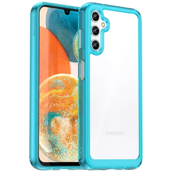 Feishell Clear Case for Samsung Galaxy A14 5G 6.6 inch,Shockproof Hybrid Soft TPU Bumper Anti-Scratch Hard Acrylic Back Transparent Slim Phone Case Cover,Skyblue