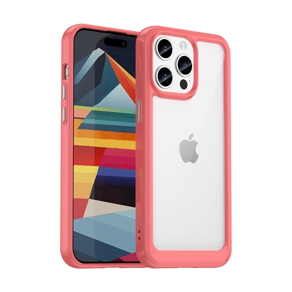 Feishell Clear Case for iPhone 15 Pro Max 6.7 inch,Shockproof Hybrid Soft TPU Bumper Anti-Scratch Hard Acrylic Back Transparent Slim Phone Case Cover for iPhone 15 Pro Max,Red