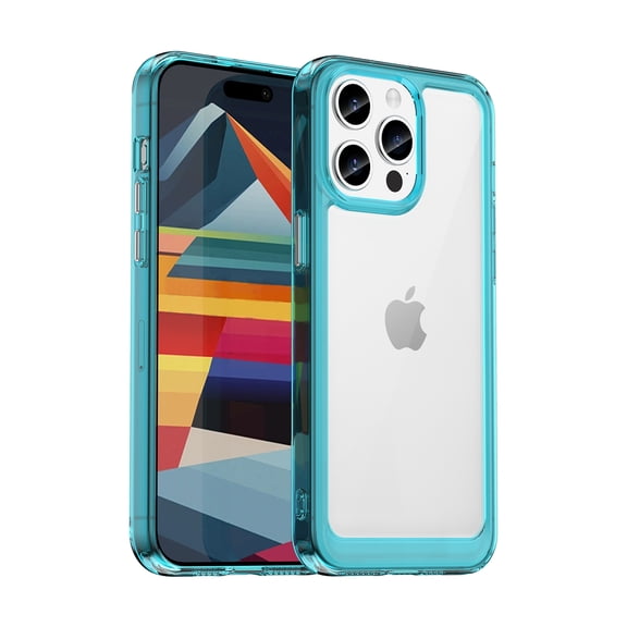 Feishell Clear Case for iPhone 15 Pro Max 6.7 inch,Shockproof Hybrid Soft TPU Bumper Anti-Scratch Hard Acrylic Back Transparent Slim Phone Case Cover for iPhone 15 Pro Max,Skyblue