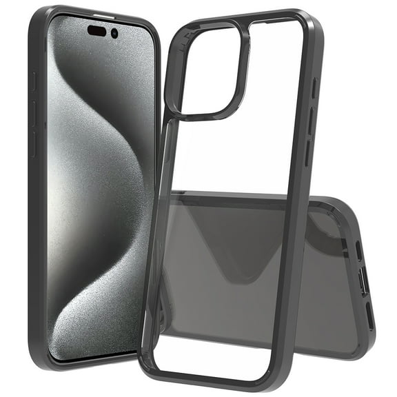 Feishell Clear Case for iPhone 16 Pro Max,Shock Absorption Non-Yellowing Transparent 2-in-1 Acrylic Back TPU Bumper Double Protection Slim Hybird Phone Case For iPhone 16 Pro Max,Black