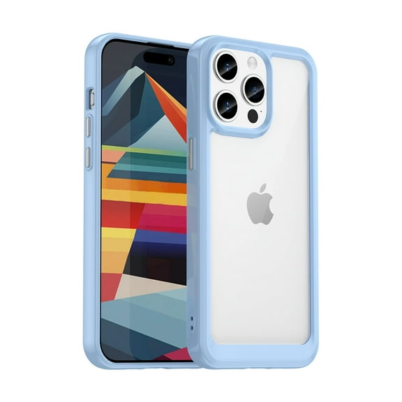 Feishell Clear Case for iPhone 16 Pro Max,Shockproof Hybrid Soft TPU Bumper Acrylic Non Yellowing Anti-Scratch Hard Acrylic Back Transparent Slim Phone Case Cover for iPhone 16 Pro Max,Blue