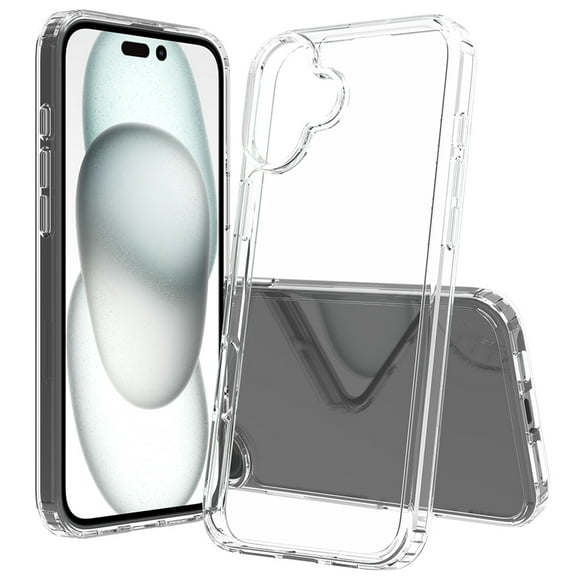 Feishell Clear Case for iPhone 16,Shock Absorption Non-Yellowing Transparent 2-in-1 Acrylic Back TPU Bumper Double Protection Slim Hybird Phone Case For iPhone 16,Clear