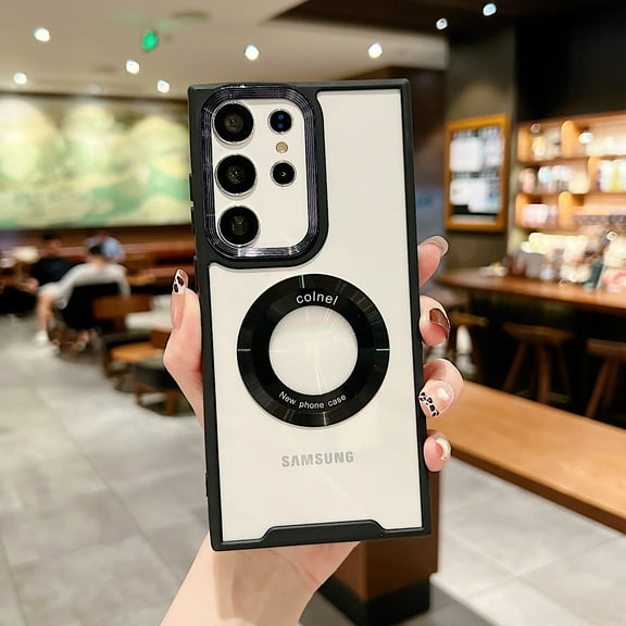 Feishell Clear Magnetic Case for Samsung Galaxy S22 6.1 inch,Compatible with MagSafe Charging,Shockproof Slim Non-Yellowing Transparent Flexible Lightweight Phone Case for Women Men,Black