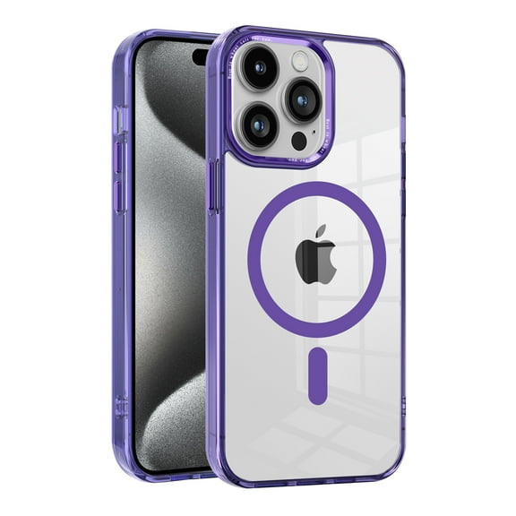 Feishell Clear Magnetic Case for iPhone 12 Pro Max, Compatible with MagSafe Charging, Drop Protection Shockproof Slim Thin Anti-yellowing Transparent Anti-Scratch Phone Case,Purple