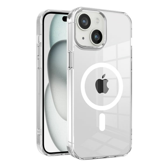 Feishell Clear Magnetic Case for iPhone 15 Plus, Compatible with MagSafe Charging, Drop Protection Shockproof Slim Thin Anti-yellowing Transparent Anti-Scratch Phone Case,White