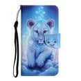 thumbnail image 1 of Feishell Colorful Pattern Wallet Case for Samsung Galaxy A14 5G 6.6 inch,for Women Men,Shockproof Magnetic Clasp Flip Stand Credit Card Slots Phone Case with Wrist Strap,Leopard, 1 of 7