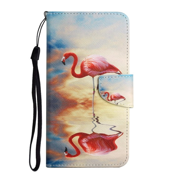 Feishell Colorful Pattern Wallet Case for Samsung Galaxy A54 5G 6.4 inch,for Women Men,Shockproof Magnetic Clasp Flip Stand Credit Card Slots Phone Case with Wrist Strap,Flamingo