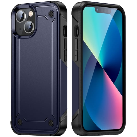 Feishell Compatible for Apple iPhone 13 (6.1 inch) Case,Dual Layer Protective Shockproof Hybrid Soft TPU + Hard PC Drop Protection Anti-Scratch Phone Case,Navyblue