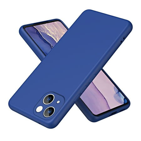 Feishell Compatible with Apple iPhone 14 Liquid Silicone Case with Microfiber Cloth Lining Cushion Shockproof Lightweight Ultra Thin Soft Flexible Rubber Anti-Scratch Phone Case,Darkblue