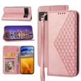 thumbnail image 1 of Feishell Compatible with Google Pixel 6a Slim Wallet Case with ID Credit Card Slots & Wrist Strap,Shockproof PU Leather Magnetic Closure Folio Flip Kickstand Protective Phone Cover,Rosegold, 1 of 9