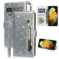 thumbnail image 1 of Feishell Compatible with Google Pixel 7 Wallet Case,Glitter Sparkly Bling PU Leather Zipper Pocket with Credit Card Holder Slots Shockproof Magnetic Clasp Folio Flip Stand Phone Case,Silver, 1 of 8