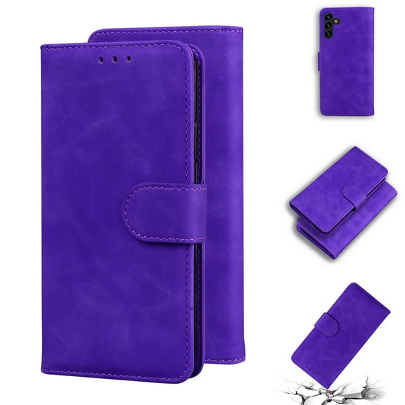 Feishell Compatible with Samsung Galaxy A13 5G (6.5 inch) Flip Wallet Case,Shockproof Protection Magnetic Clasp Folio Credit Card Slots Kickstand Premium PU Leather Phone Cover,Purple