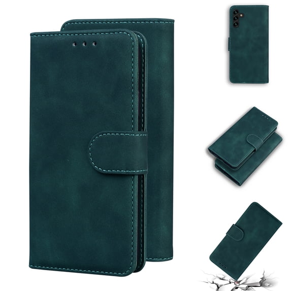 Feishell Compatible with Samsung Galaxy A13 5G (6.5 inch) Flip Wallet Case,Shockproof Protection Magnetic Clasp Folio Credit Card Slots Kickstand Premium PU Leather Phone Cover,Green