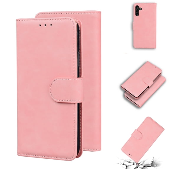 Feishell Compatible with Samsung Galaxy A13 5G (6.5 inch) Flip Wallet Case,Shockproof Protection Magnetic Clasp Folio Credit Card Slots Kickstand Premium PU Leather Phone Cover,Pink