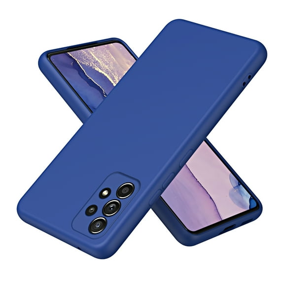 Feishell Compatible with Samsung Galaxy A53 5G Liquid Silicone Case with Microfiber Cloth Lining Cushion Shockproof Lightweight Ultra Thin Soft Flexible Rubber Anti-Scratch Phone Case,Darkblue