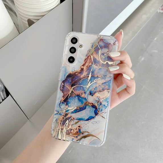 Feishell Compatible with Samsung Galaxy A54 5G 6.4 inch Marble Pattern Phone Case,Stylish Cute Pattern Shockproof Lightweight TPU Bumper PC Back Slim Protective Case for Girls Women,C