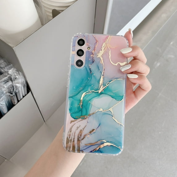 Feishell Compatible with Samsung Galaxy S23 FE 6.4 inch Marble Pattern Phone Case,Stylish Cute Pattern Shockproof Lightweight TPU Bumper PC Back Slim Protective Case for Girls Women,A