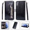 thumbnail image 1 of Feishell Compatible with Samsung Galaxy S23 Plus Wallet Case,Glitter Sparkly Bling PU Leather Zipper Pocket with Credit Card Holder Slots Shockproof Magnetic Clasp Folio Flip Stand Phone Case,Black, 1 of 1