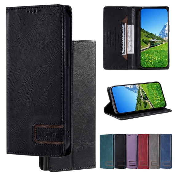 Feishell Compatible with Samsung Galaxy S25 Edge Wallet Case, Business Classic PU Leather Flip Folio Case with Card Holders RFID Blocking Kickstand [Shockproof TPU Inner Shell] Phone Cover,Black