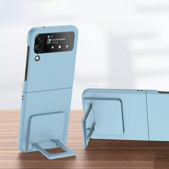 Feishell Compatible with Samsung Galaxy Z Flip4 Case with Hidden Foldable Kickstand,Shockproof Protective Lightweight Ultra Thin Comfortable Grip Anti-Scratch Slim Phone Case,Skyblue