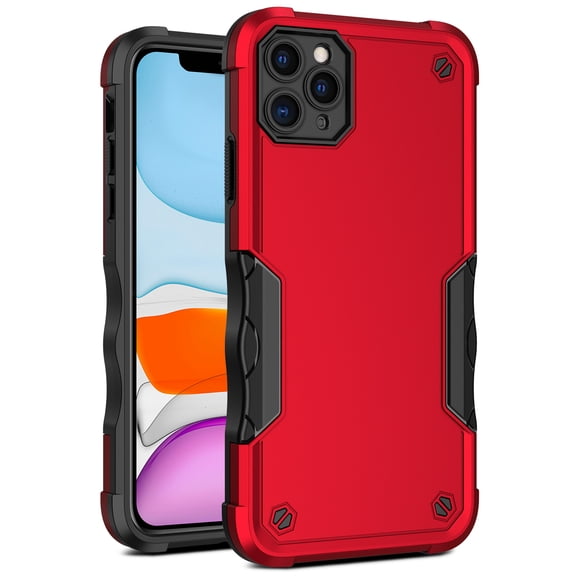 Feishell Compatible with iPhone 11 Pro Max Case, Armor Heavy Duty Shockproof Drop Protective Dustproof Full Body Rugged 3-Layer Military Tough Durable Cover for iPhone 11 Pro Max, Red