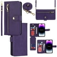 thumbnail image 1 of Feishell Compatible with for iPhone 12 Pro/12 Wallet Case Crossbody, Zipper Phone Case with RFID Blocking Card Holder Wrist Strap Leather Purse Gift for Women For iPhone 12/12 Pro, Purple, 1 of 5