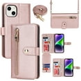 thumbnail image 1 of Feishell Compatible with for iPhone 13 Wallet Case Crossbody, Zipper Phone Case with RFID Blocking Card Holder Wrist Strap Leather Purse Gift for Women For iPhone 13, Rosegold, 1 of 10