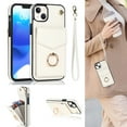 thumbnail image 1 of Feishell Compatible for iPhone 13 Wallet Case with Detachable Wrist Strap Handbag RFID Blocking Shield Protective Case, Card Slots Magnetic Kickstand Finger Ring Holder Shockproof Cover,White, 1 of 10