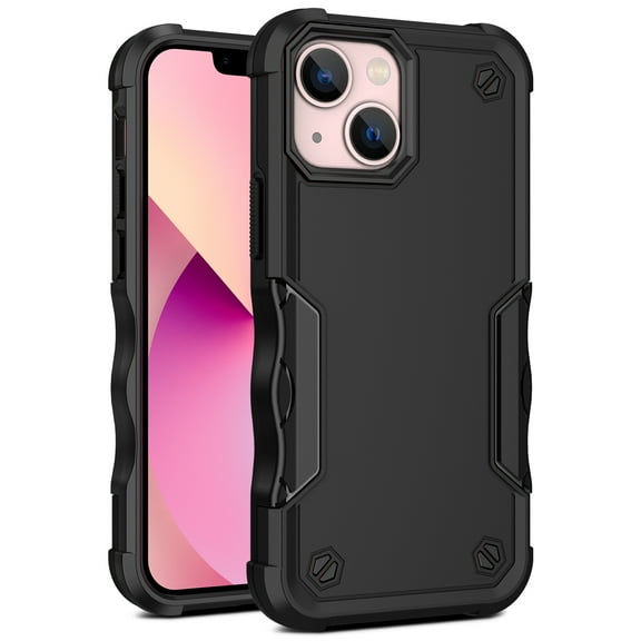 Feishell Compatible with iPhone 14 Plus Case, Heavy Duty Shockproof Drop Protective Dustproof Full Body Rugged 3-Layer Military Tough Durable Cover for iPhone 14 Plus, Black