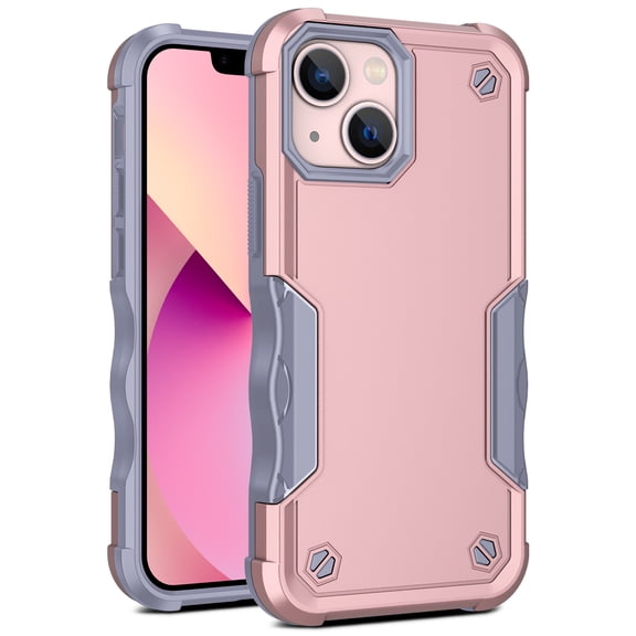 Feishell Compatible with iPhone 14 Plus Case, Heavy Duty Shockproof Drop Protective Dustproof Full Body Rugged 3-Layer Military Tough Durable Cover for iPhone 14 Plus, Rosegold