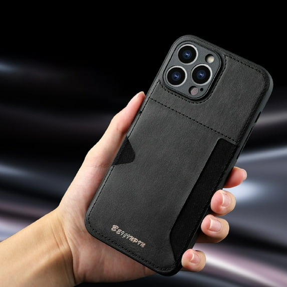 Feishell Compatible for iPhone 14 Pro Max Wallet Case with PU Leather Card Slot Holder Shockproof Protective Phone Cover, Slim Thin Fit Drop Resistant Non-Fingerprint Lens Protection Case,Black