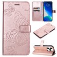 thumbnail image 1 of Feishell Compatible with iPhone 16 Pro Wallet Case with Wrist Strap,for Men Women,Butterfly Embossed PU Leather Flip Stand Card Slots Protective Magnetic Flip Kickstand Phone Cover,Rosegold, 1 of 11