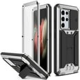 thumbnail image 1 of Feishell Cover for Samsung Galaxy S21 Ultra Case Heavy Dustproof Shockproof Dropproof Military Grade Rugged Durable Aluminum Metal Case with Kickstand Screen Protector, Silver, 1 of 7