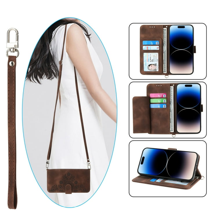 Brown Leather Case Crossbody Case for iPhone Case for Phone 