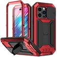thumbnail image 1 of Feishell Cover for iPhone 13 Pro Case Heavy Dustproof Shockproof Dropproof Military Grade Rugged Durable Aluminum Metal Case with Kickstand Screen Protector, Red, 1 of 7