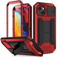 thumbnail image 1 of Feishell Cover for iPhone 14 Case Heavy Dustproof Shockproof Dropproof Military Grade Rugged Durable Aluminum Metal Case with Kickstand Screen Protector, Red, 1 of 7