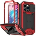 thumbnail image 1 of Feishell Cover for iPhone 14 Pro Case Heavy Dustproof Shockproof Dropproof Military Grade Rugged Durable Aluminum Metal Case with Kickstand Screen Protector, Red, 1 of 6